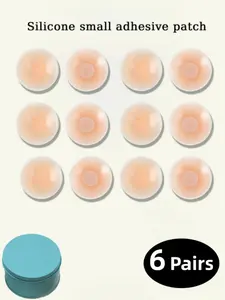 6 Pairs Women's Strong Adhesive No Falling Nipple Covers, Reusable Invisible Silicone Breast Pasties, Anti-Convex Traceless Sweatproof Waterproof Breast Patches, Suitable for One Shoulder & Backless Dresses & Wedding Dress