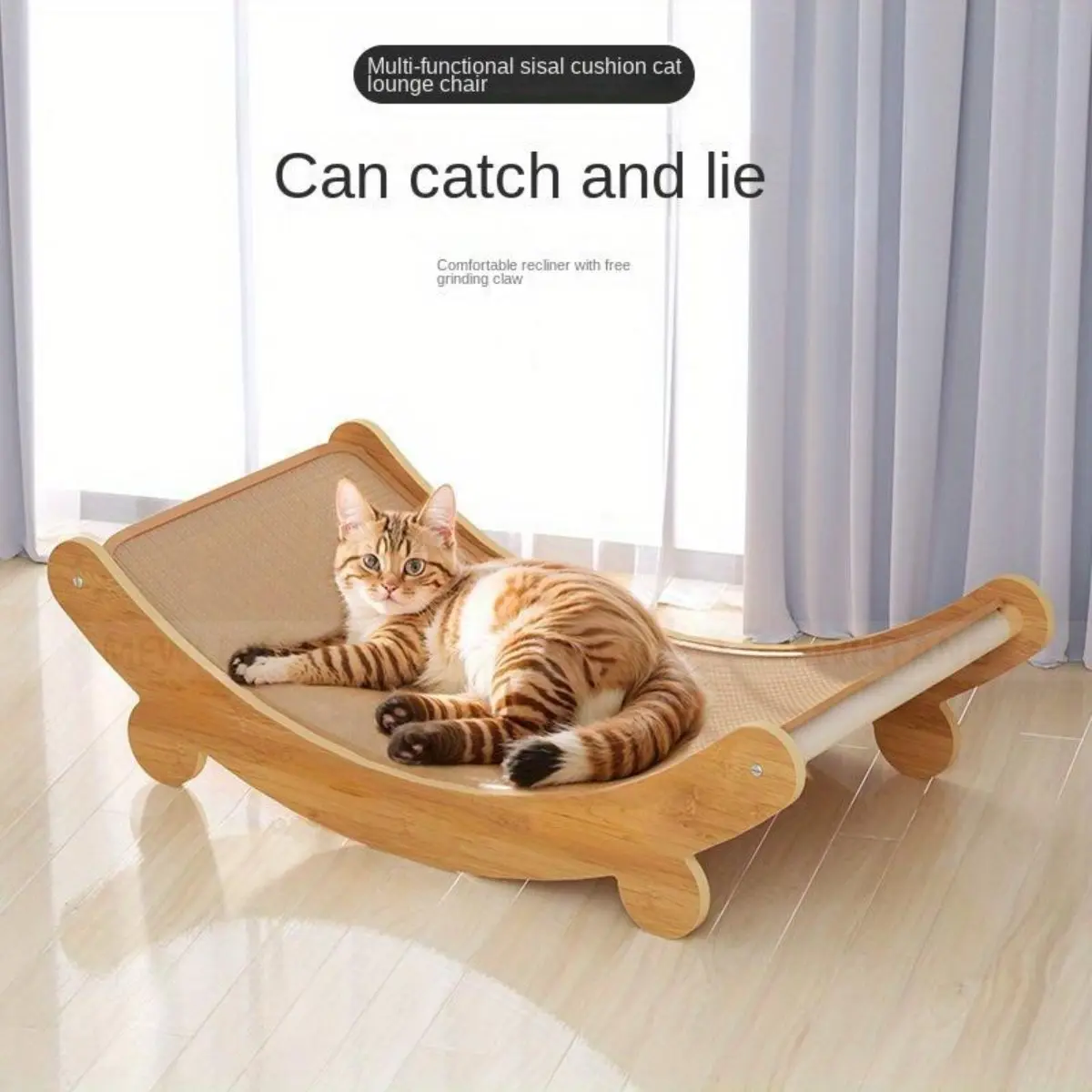 Sisal Scratcher Board Recliner for Cats - All-Season Sisal Scratching Post, Comfortable Cat Furniture Bed Combination Chair, Sisal Scratching Posts