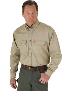 Wrangler Men's Riggs Men'S Fr Long Sleeve Button Down Work Shirt - Fr3w5kh