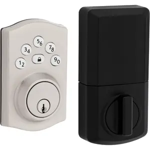 Powerbolt 240 5-Button Keypad Satin Nickel Traditional Electronic Deadbolt Door Lock  Featuring Convenient keyless Entry Customizable User Codes and auto Locking
