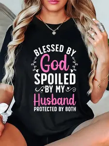100% Cotton Funny Spoiled Wife Art For Women Girls Husband Spoiled Wife T-Shirt