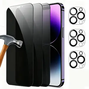 6-in-1 3+3 Privacy Screen Protector Suitable for iPhone 17/17 Pro/Air, Includes Full Screen Sticker and 3 Camera Lens Protectors, 17 Pro Max Phone Case, Anti-Spy Enhanced Film Suitable for 16/15/15 Pro/15 Plus, for 15 Pro Max/14/14