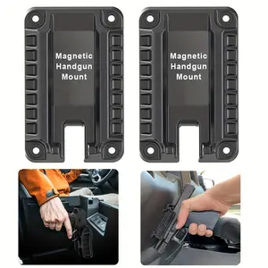2 quick-release magnetic invisible pistol holders, strong magnetic gun holders, suitable for off-road vehicles, cars, trucks, offices, kitchen cabinets, cashiers - under cabinets, bedside, doors, tables, safes, and walls