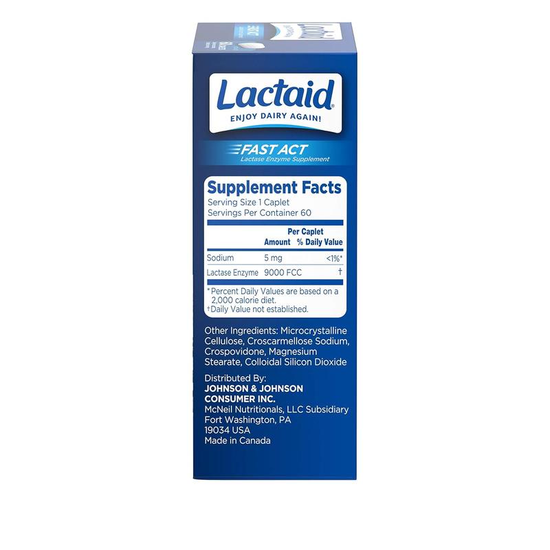 Lactaid Fast Act Lactose Relief Caplets – 60 Travel Packs with Lactase Enzyme