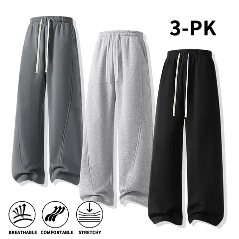3 Pack Fall & Winter Styles Ultra Soft Wide Leg Sweatpants | Breathable athletic pants for basketball, running, and gym (optional 3 pack and 1 pack)