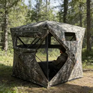 270 °   View Pop-Up Hunting Blind, 2-3 Person Portable Ground Hunting Tent with Carry Bag, Waterproof Durable Outdoor Blind for Hunting Shooting – Forest Camouflage