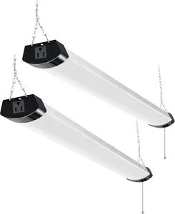 4FT 70W LED Shop Light Linkable, 8000lm(300w Equivalent), 5000K Utility Shop Lights for Garages, Workshops, Basements, Hanging or FlushMount, with Power Cord and Pull Chain, ETL, Black,2 Pack