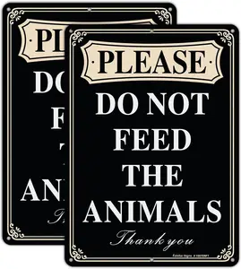 Do Not Feed The Animals Sign,  10 x 8 Inch Reflective Rust Free Aluminum, UV Protected, Weather/Fade Resistant, Easy to Install and Read, Indoor/Outdoors Use