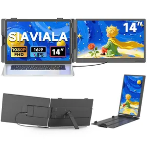 Siaviala 14" Laptop Screen Extender, Portable Monitor for Laptops 13-17.3", 1080P FHD IPS Dual Screen Monitor for Laptop with USB-C/HDMI, Screen Extender Portable Laptops with Plug&Play for Mac/Android/Chrome computer accessory
