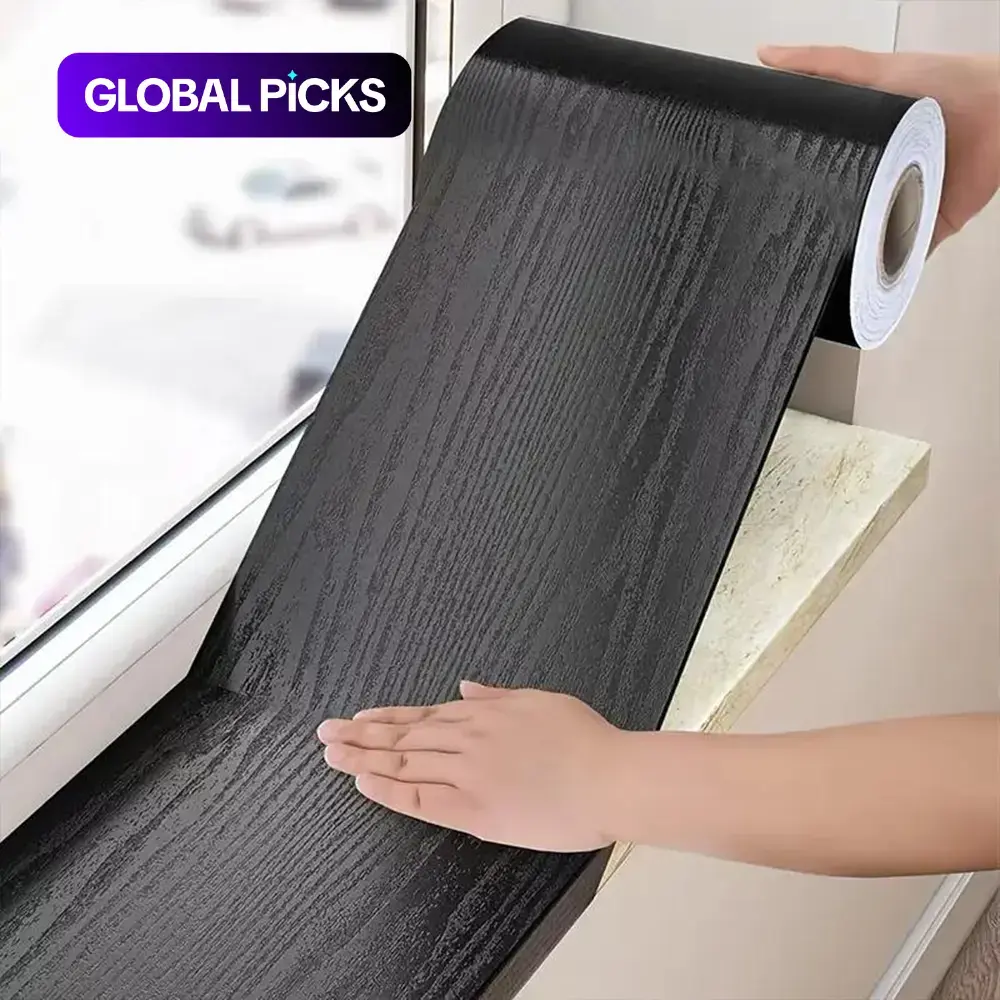 Self-Adhesive Wood-Grain Pattern Window Sill Sticker Rolls, Waterproof and Moisture-Proof Decorative Film for Furniture, Cabinets and Thresholds #GLOBAL PICKS