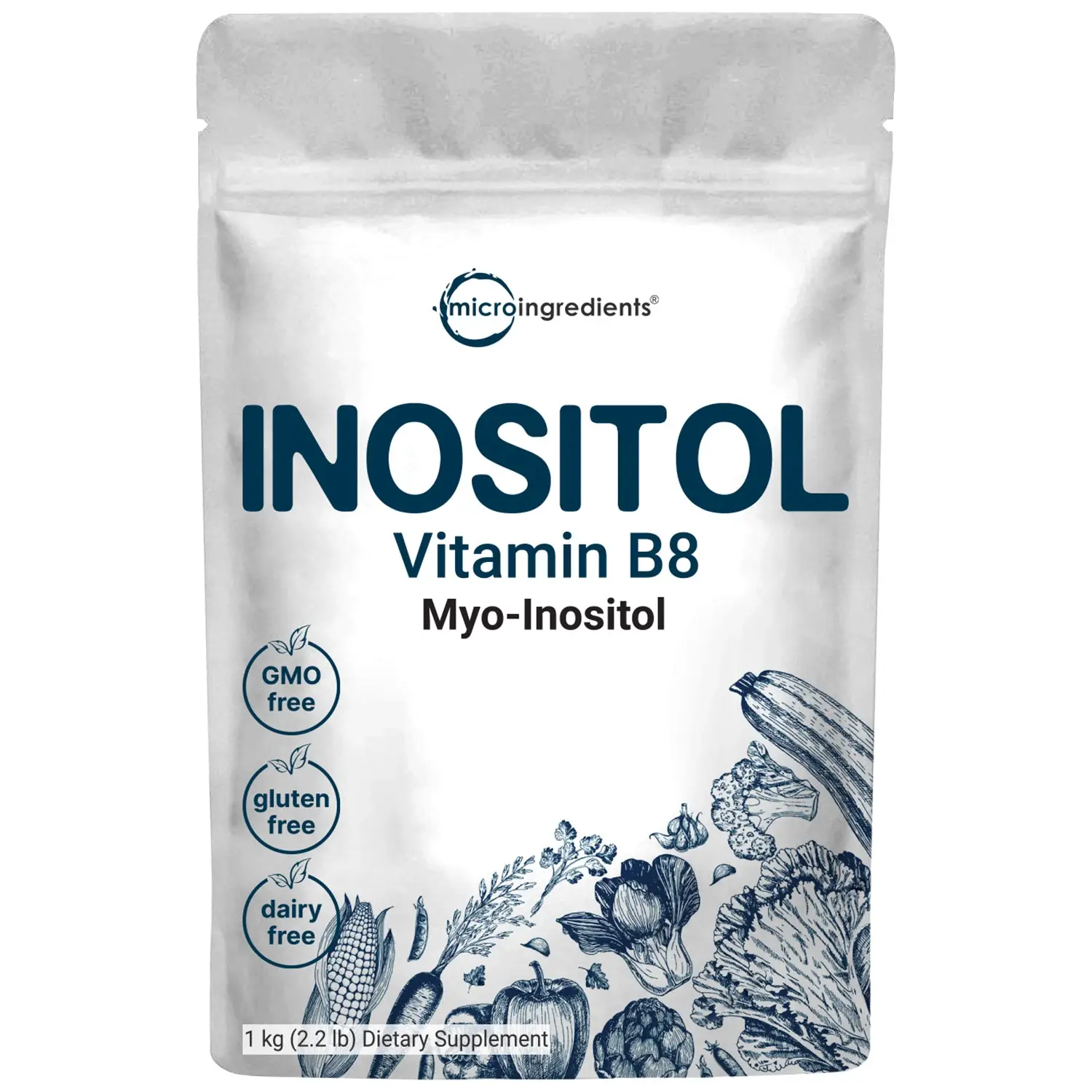 Micro Ingredients Pure Inositol Powder, Myo-Inositol B8 Powder, 1KG (2.2 Pounds)
