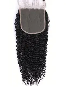 4x4 Kink Curly Hair Wig Unprocessed Human Hair Lace Closure 12A Pre-plucked Hairline Brazilian Lace Closure With Baby Hair Kinky Curly Wig Glueless Afro Wig