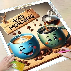 Coffee Cup Pattern DIY Diamond Arts Colorful Painting Kit without Frame, DIY 5D Diamond Arts Colorful Painting Kit, Wall Art Decor for Home Living Room Bedroom, Diamond Painting Kits