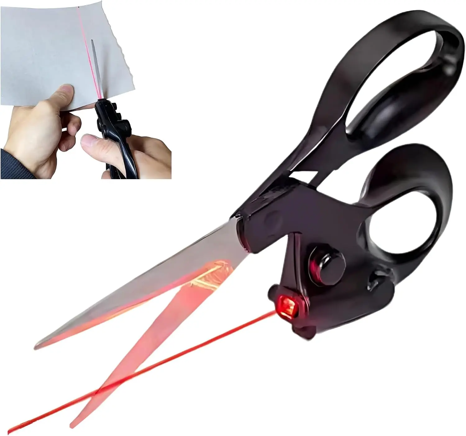 Professional Laser Guided Office Scissors - Heavy-Duty Laser Guide Cutting Tool with Ergonomic Handle for Fabric, Paper, Sewing, Kitchen Use