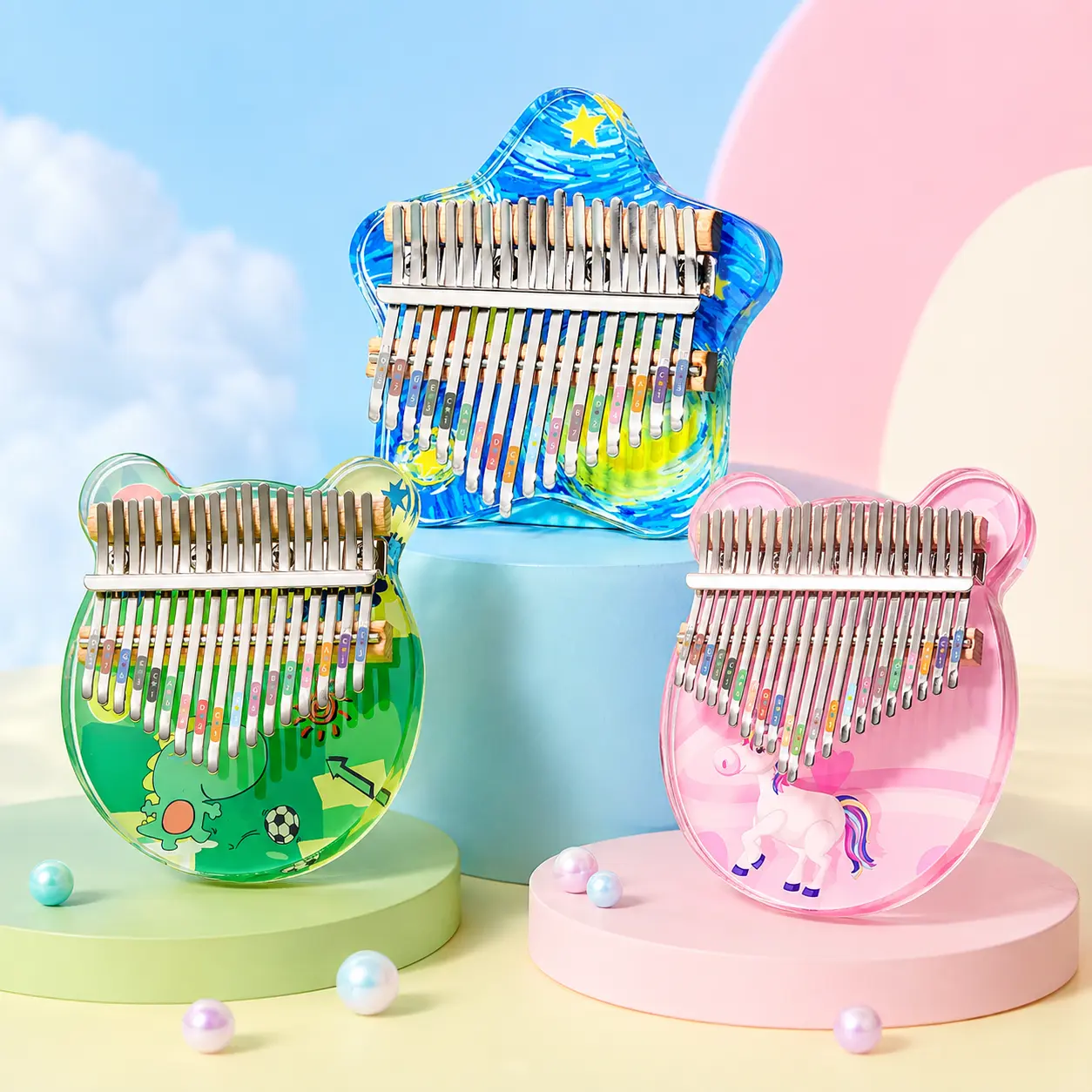 17 Key Acrylic Kalimba Kids Series Thumb Piano Beginner Music Gift