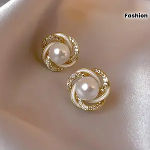 A Pair of 2pcs, Wrapped Bead Geometric Earrings, High-Quality Jewelry, Upgraded Fashionable Earrings, High-End Decorative Earrings, Suitable for Daily, Black Friday, Christmas, New Year And Valentine'S Day Wear, Wedding Season Additions