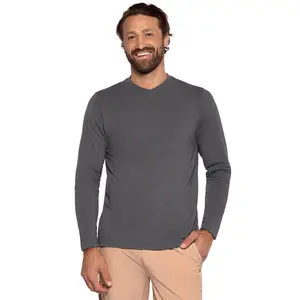 Men's Morada Everyday Long Sleeve V-Neck T-Shirt | Charcoal Heather