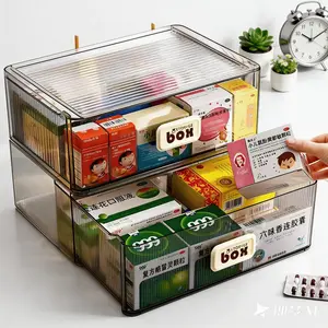 Multifunctional Transparent Storage Box Set, Dustproof Medicine Organizer for Adults & Kids, Home Use Drawer Style Container, Adults And Kids