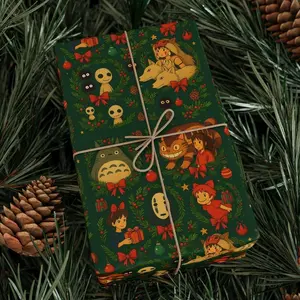 Ghibli Christmas Wrapping Paper, Studio Ghibli Gift Wrap, ghibli Holiday, Ponyo, Spirited, mononoke, totoro, catbus, no face, sprites, kiki, Gift Wrapping Paper