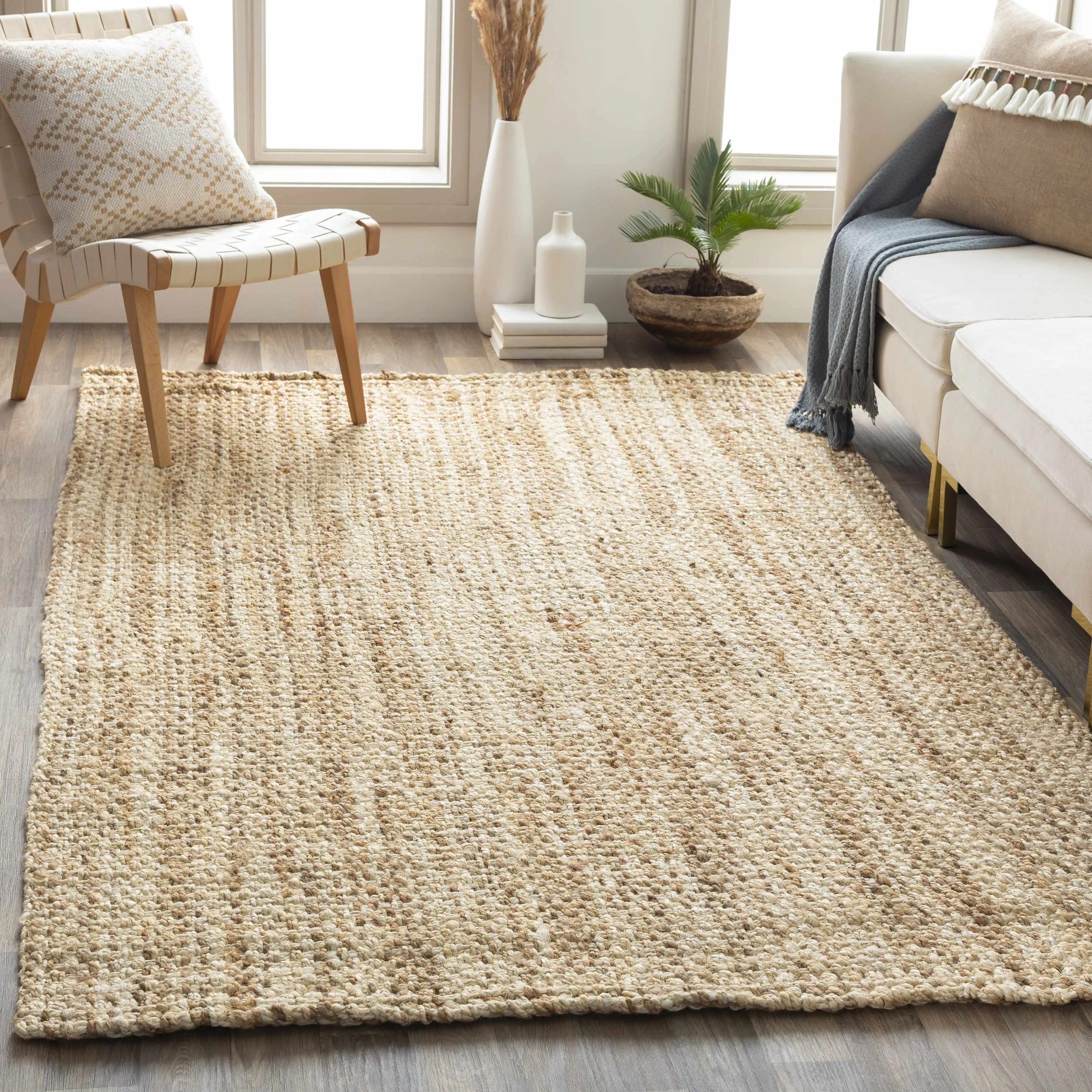 Leyton Natural Jute Decorative Rug - Natural Fiber Area Rugs, Clearance Item