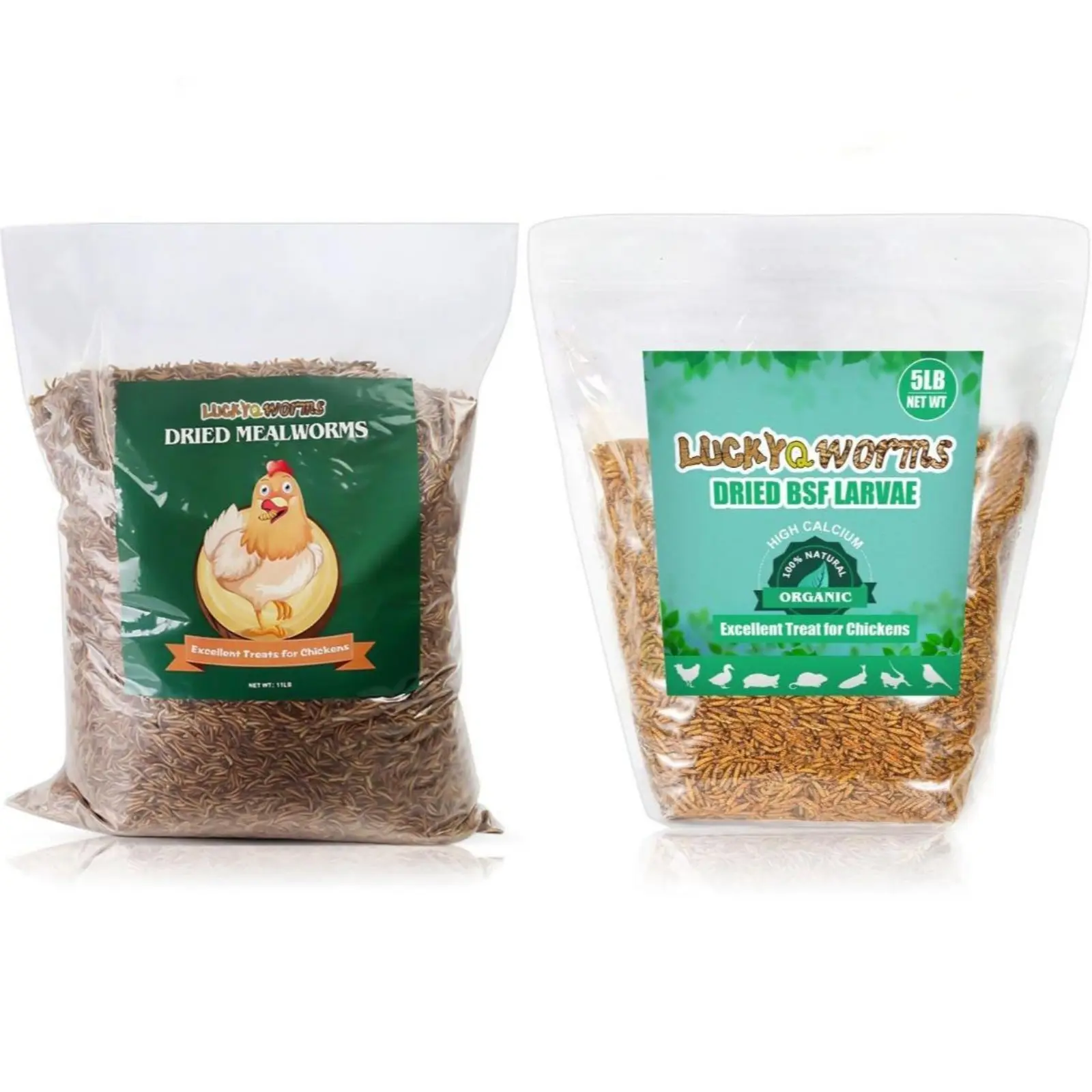 LuckyQworms Dual Protein Variety Pack — 5 lbs Dried Black Soldier Fly Larvae + 5 lbs Dried Mealworms