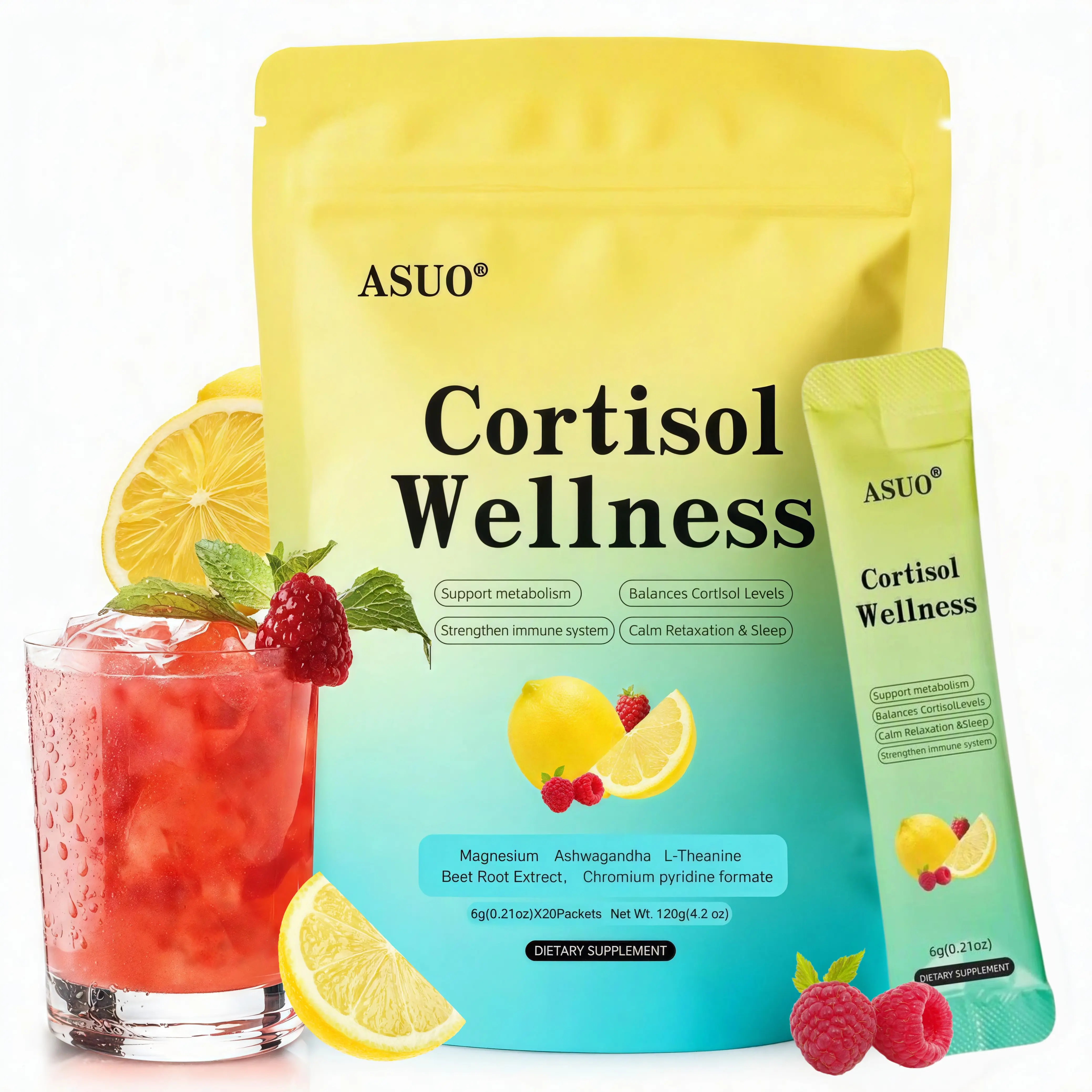 Supercalming Powder Mix with Magnesium Ashwagandha Vitamin C D3 & L Theanine Supports Cortisol Balance Sugar Free Glass Skin Supplement Nutrition