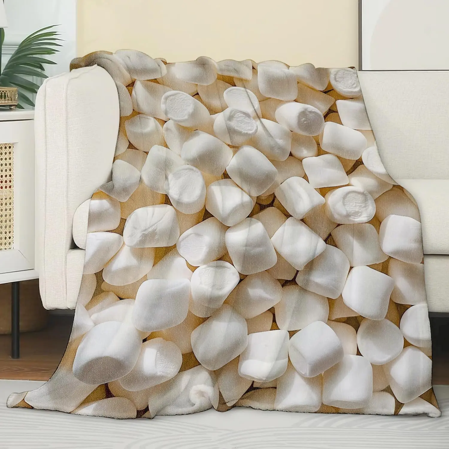 Marshmallow BlanKet Gifts for Adult Kids, Flannel Marshmallow Throw Decoration Soft Warm Lightweight Cozy 60 x 50BLANKET