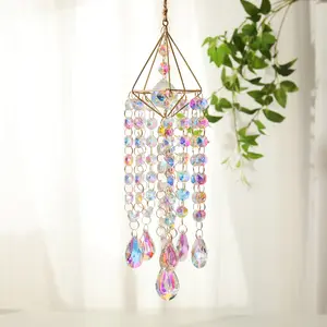 Light-capturing device with crystals, hanging crystal prism light-capturing device, crystal light-capturing device, hanging wind-driven pendant, suitable for windows, gardens, home use, and New Year festival decorations