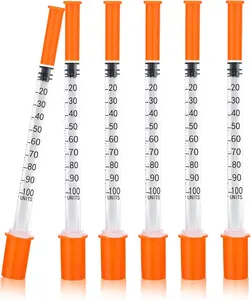 1 ml Syringe with 32Gauge 1/4Inch (6mm), U-100 Syringe Lab Accessories, Individually Wrapped, 20Pack