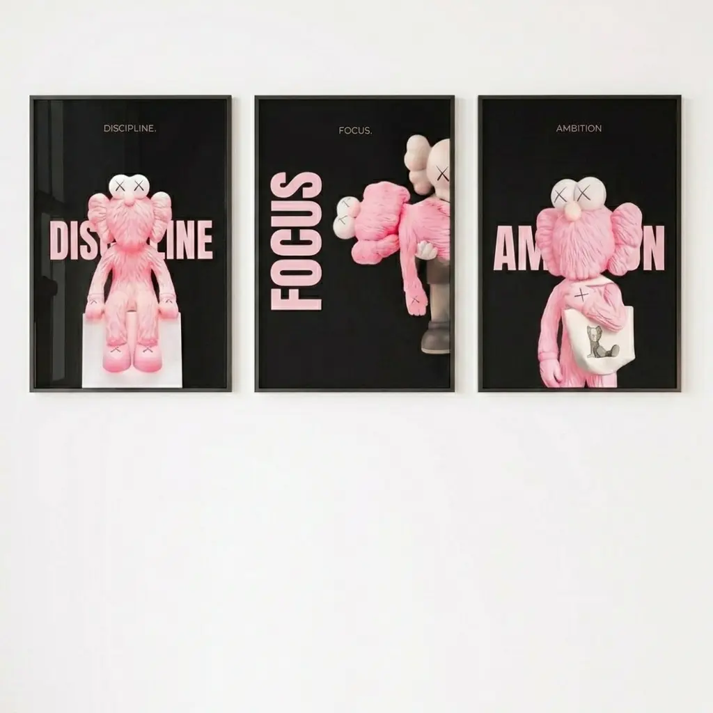 Black and Pink HypeBeast Poster Set of 3, Motivational Wall Art, , Urban LifeStyle , Motivation Prints, HypeBeast Wall Art #585 Modern Wall Art Decor Christmas Gift