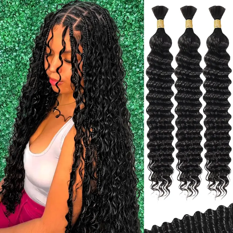 GK 100 Percent Human Braiding Hair For Boho Braids Curly Human Hair Braiding Hair Full Bulk Human Hair For Braiding Wet Wavy 100g 1 Bundles No Weft Micro Braiding Hair Human Hair Extensions