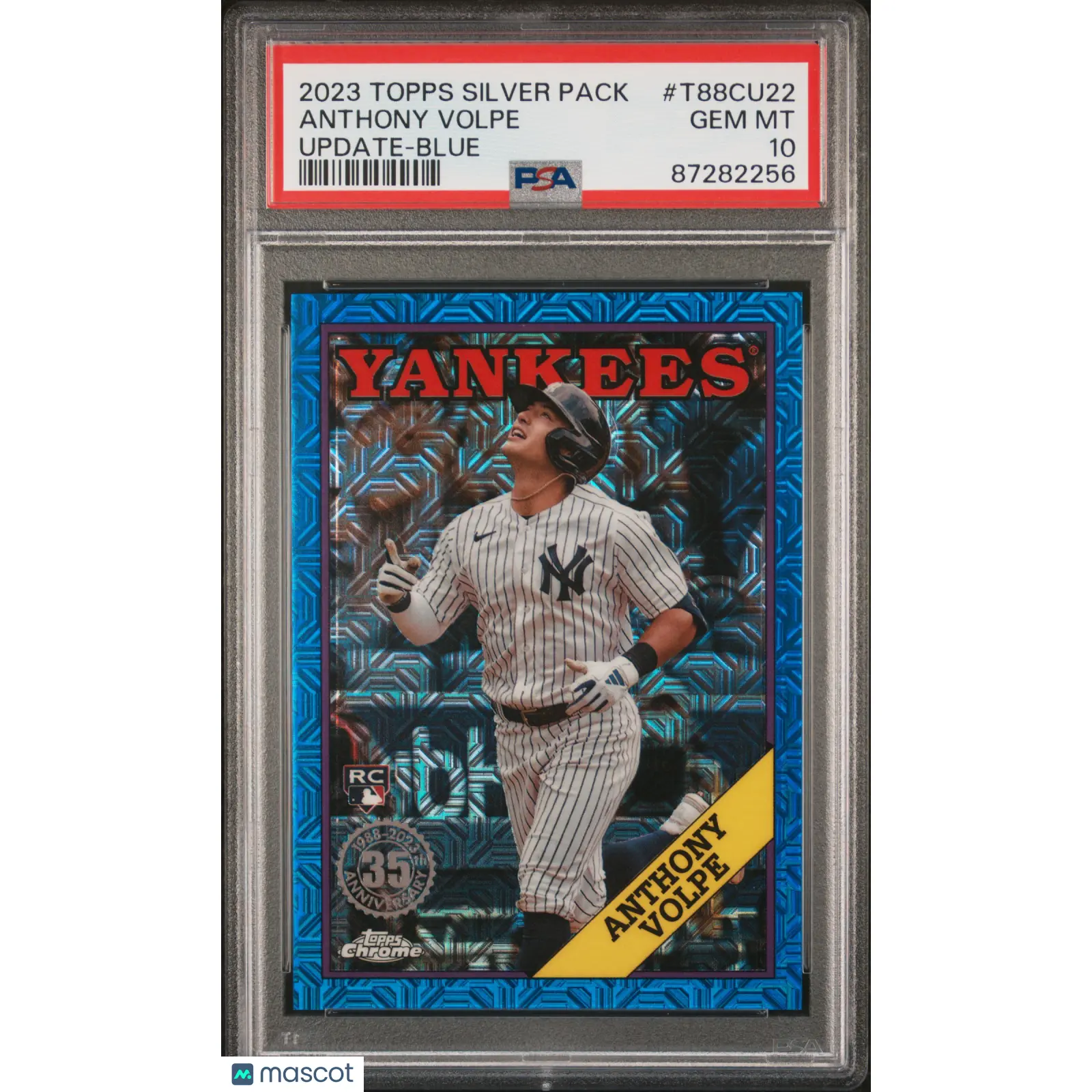 2023 Topps Silver Pack Chrome Anthony Volpe Update Blue Refractor PSA 10 /`150