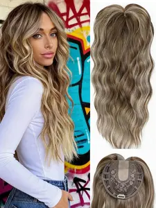 🔥22" Wavy Hair Topper with Bangs | Realistic Kanekalon Synthetic | Clip-In for Thinning Hair | Natural Wavy Look & Hair Loss Coverage | Confidence in Seconds | Wavy Synthetic Hairpiece