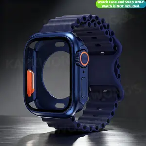 KAYKWONG'S Universal Silicone Watch Band, Smartwatch Strap, with Watch Case Protector, Adjustable, Fits for Iwatch Series 11/10/9/8/7/6/5/4/3/2/1/SE, Sizes 38mm/40mm/41mm/44mm/45mm/46mm/49mm, Gift for Holiday, Birthday, Christmas, New Year