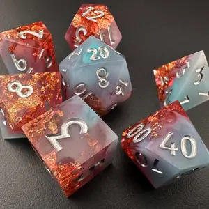Glacial Blaze – Sharp Edge Resin Polyhedral DnD Dice Set (7pcs) for Dungeons & Dragons, Pathfinder, TTRPG, MTG, Tabletop RPGs Ideal Gift for DnD Players