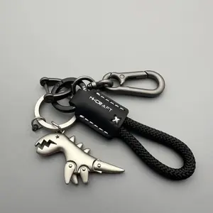 Motorcycle Decoration Accessories and Car Keychain Single Leather Woven Rope Metal Keychain Handbag Pendant Small Gift