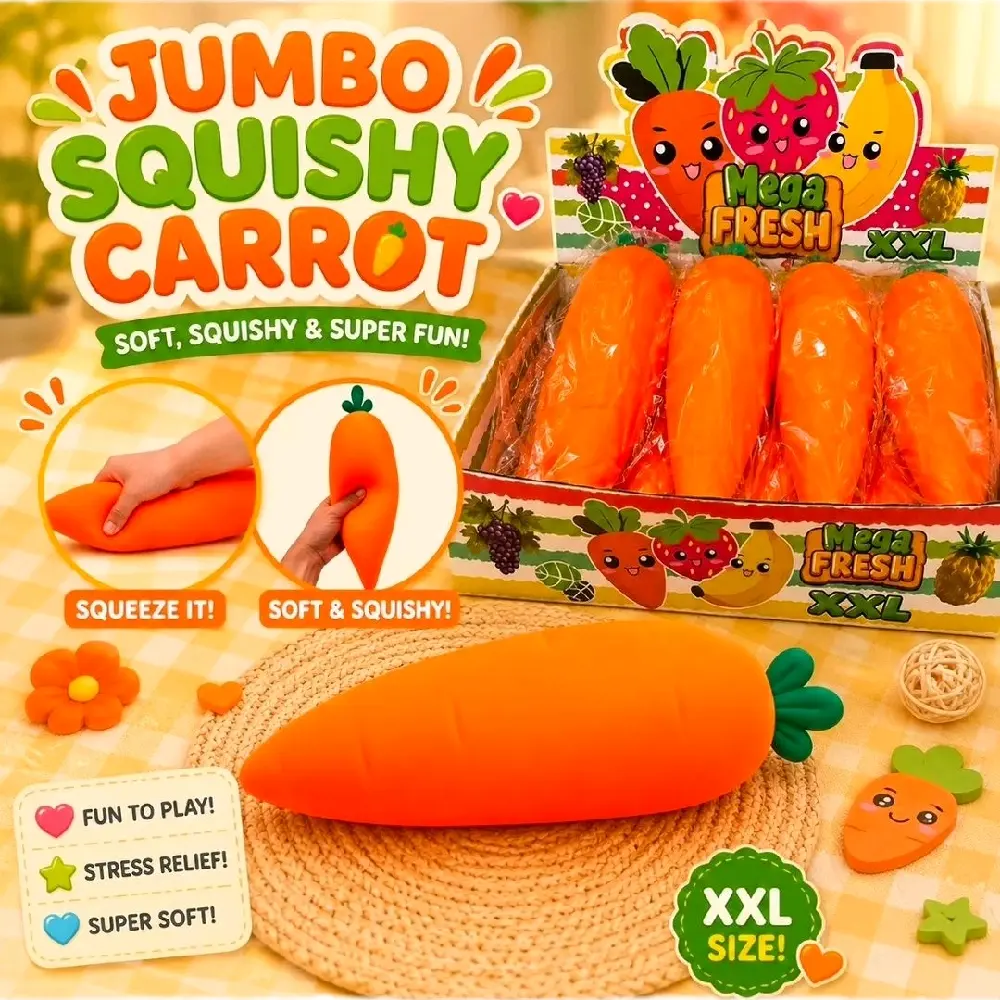Jumbo Squishy Carrot, Stress Relief Toy for Kids and Adults