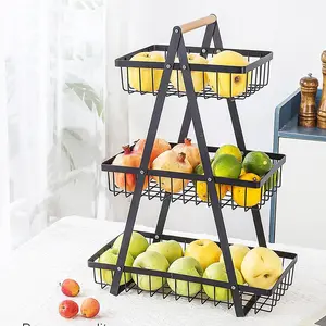 Removable Iron Fruit Basket with Double & Triple Layers, Space Saving Storage for Kitchen & Living Room, Portable Snack Organizer, Home Organizers