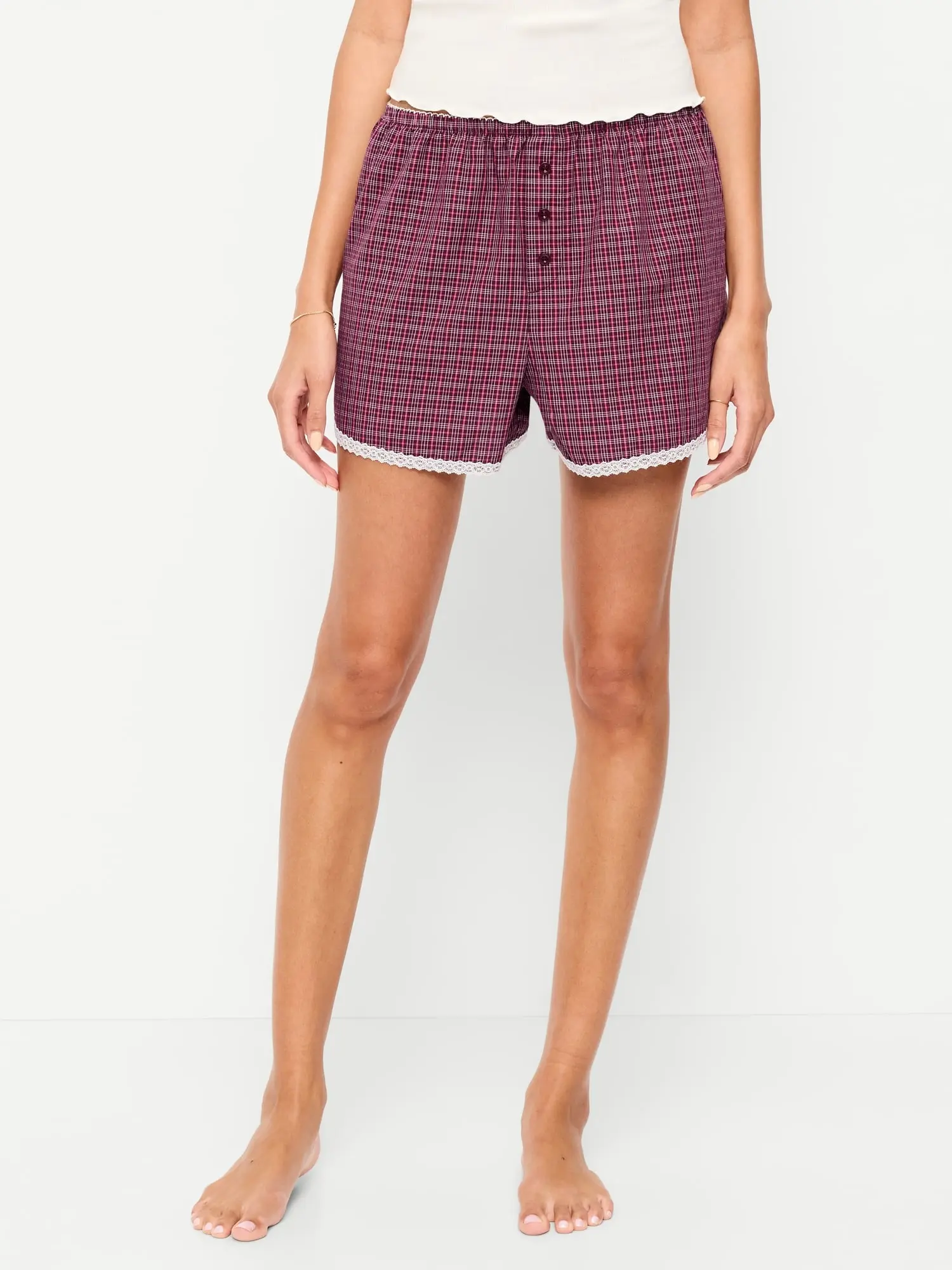 Old Navy Women's Classic Poplin Boxer Pajama Shorts