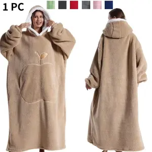 Ultra-Soft Two-Sided Hooded Blanket, Comfortable Durable Cotton Flannel, Unisex Apple-Shaped Kangaroo Pocket, Perfect Holiday Gift, Soft Cozy Blanket