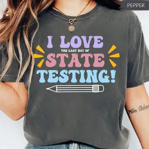 Comfort Colors I Love State Testing Teacher Test Day Last Day Of School Shirt, Funny Test Day Coordinator Testing Teacher Summer Graphic Tee