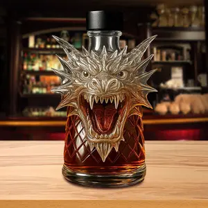 300ml Dragon Head Wine Decanter, High Borosilicate Glass Whiskey Carafe with Leak-Proof Seal, Heat-Resistant Smooth Animal Shaped Bar Decor, Ideal Gift for Whiskey Lovers Home Bar Party