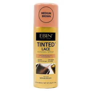 Ebin New York Tinted Lace Aerosol Spray 2.7 oz/80mL Haircare Gel - Medium Brown Formula for Natural Look Match Skin Tone Quick Drying Water Resistant