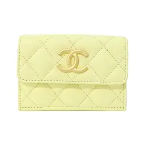 Pre-owned CHANEL Calfskin Small Leather Goods Caviar Skin Compact Wallet