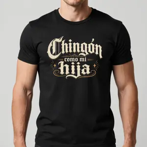 "Chingon como mi hija" Men's Round Neck Short-Sleeve Jersey T-Shirt - Nyaman, Lembut Atasan, Menswear Streetwear Casual Top Love Tropical Crewneck