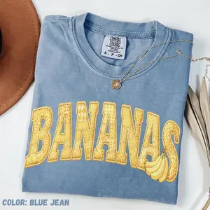 Comfort Colors Faux Patchwork Banana Baseball T-Shirt, Funny Banana Sports Tee, Vintage Banana Team Shirt, Baseball Lover Gift, Summer Game