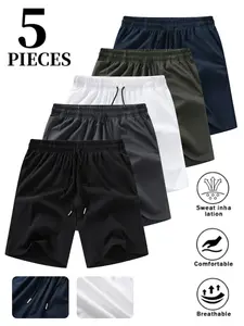 Men’s outdoor commuting shorts, 5-pack quick-dry athletic shorts for men