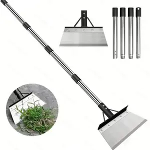 alloy steel shovel pusher Heavy-Duty Floor Scraper Long Handle 60" - ice Snow Removal Tool, Multifunctional Garden Cleaning Flat Shovel, Adjustable Ergonomic Handle, Rust-Proof Metal Blade for Lawn Edging & Sidewalk Weeding long stainless Weeding offroad