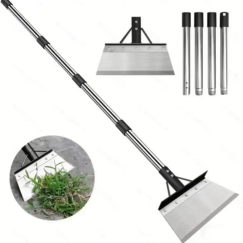 Durable Metal Shovel - Heavy-Duty Alloy Steel Spade with 60in Adjustable Ergonomic Long Handle, Rivet-Solid Rust-Proof Blade, Detachable Parts, Clears Sidewalks Fast, Cuts Ice, Roots, and Moss for Lawn Edging, Weed Lift