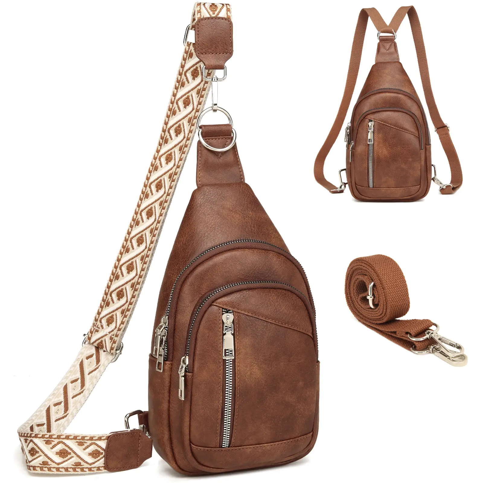 MYHOZEE Autumn Small Purse Vintage Crossbody Backpack Mini Wallet- 2 in 1 Adjustable Strap Vegan Leather Cross Body Bag Fanny Pack Chest Shoulder Bag